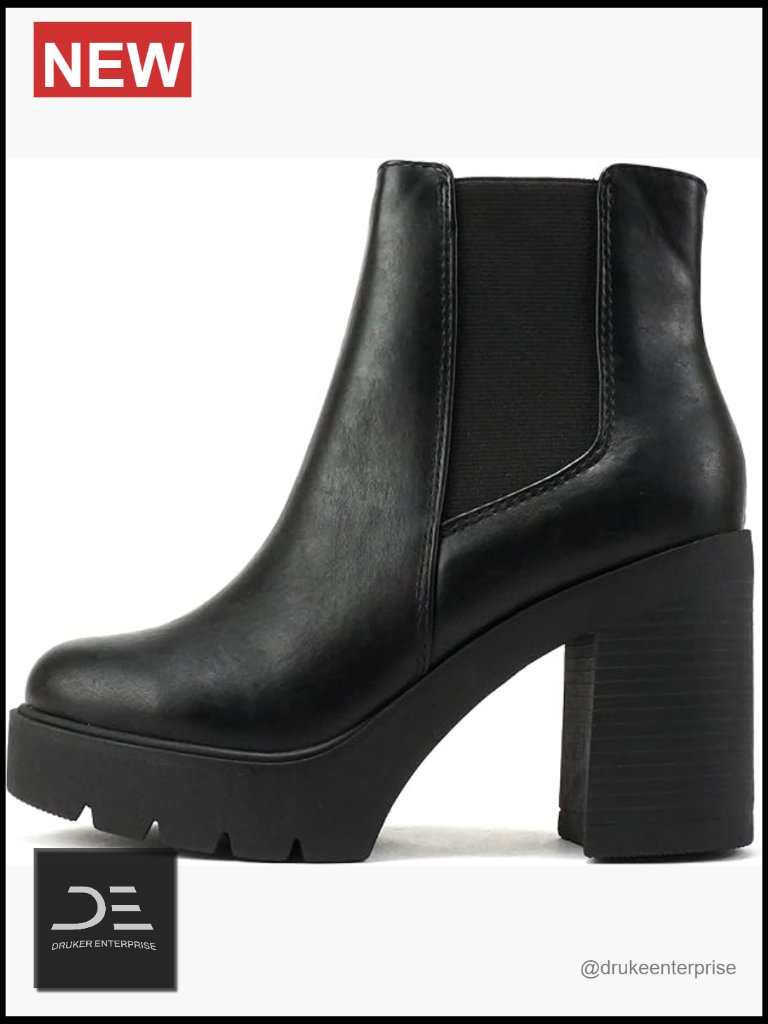 Vintage Fashion Lug Sole High Heel Chelsea Boots Womens Size